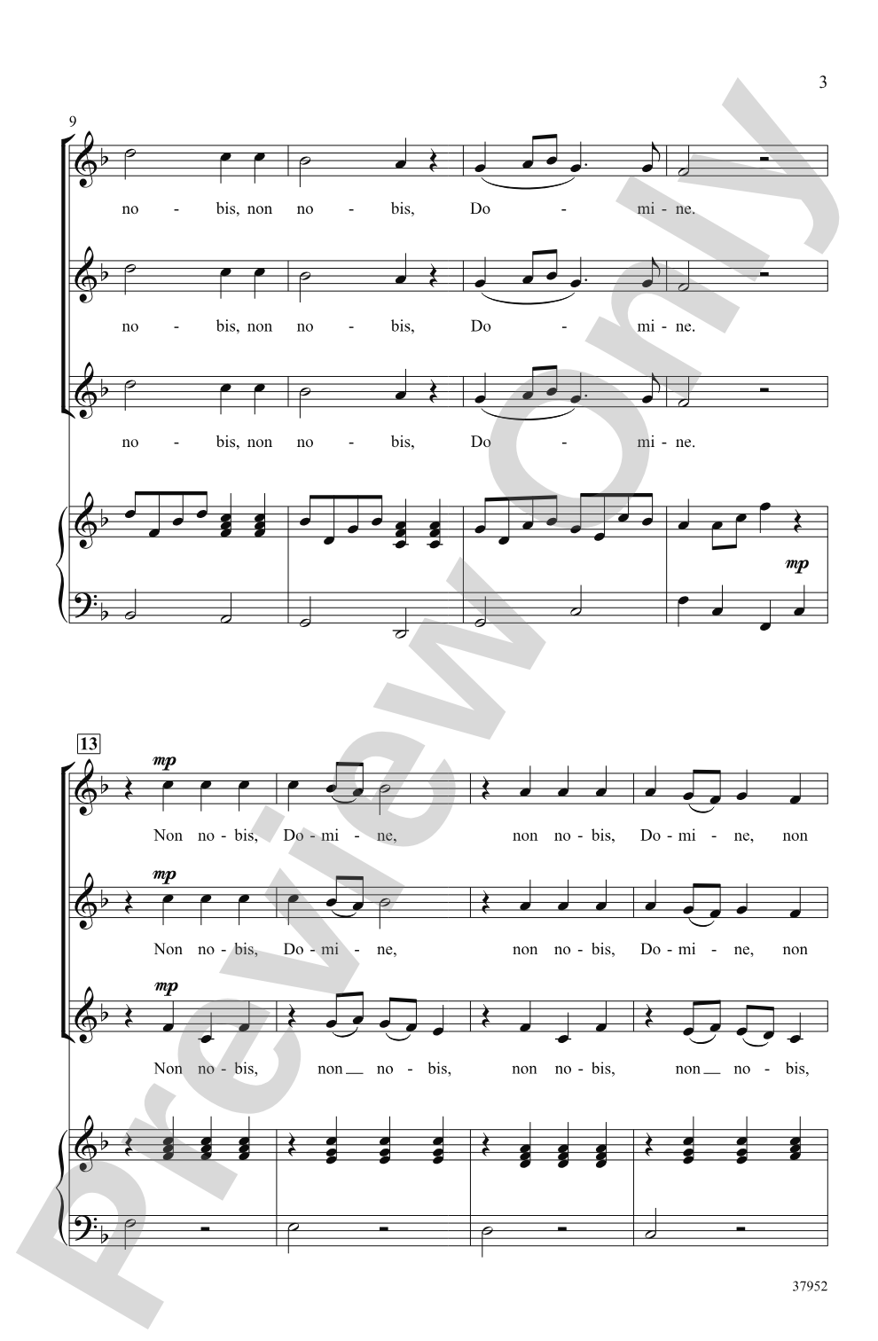 Non Nobis, Domine: SSA Choral Octavo