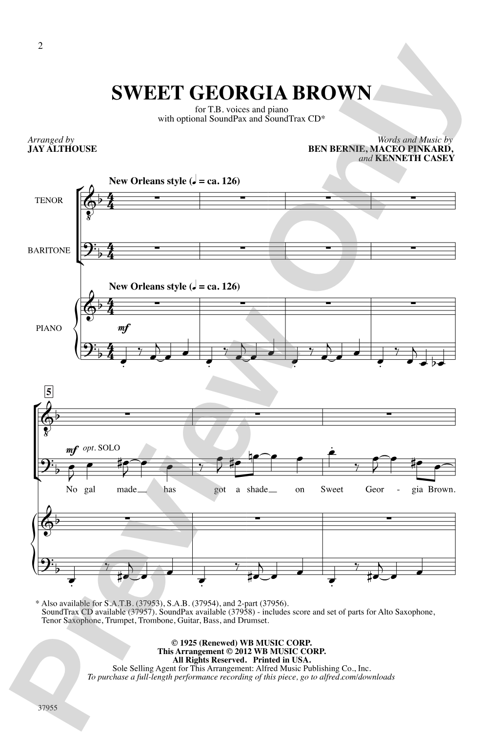 Sweet Georgia Brown: TB Choral Octavo