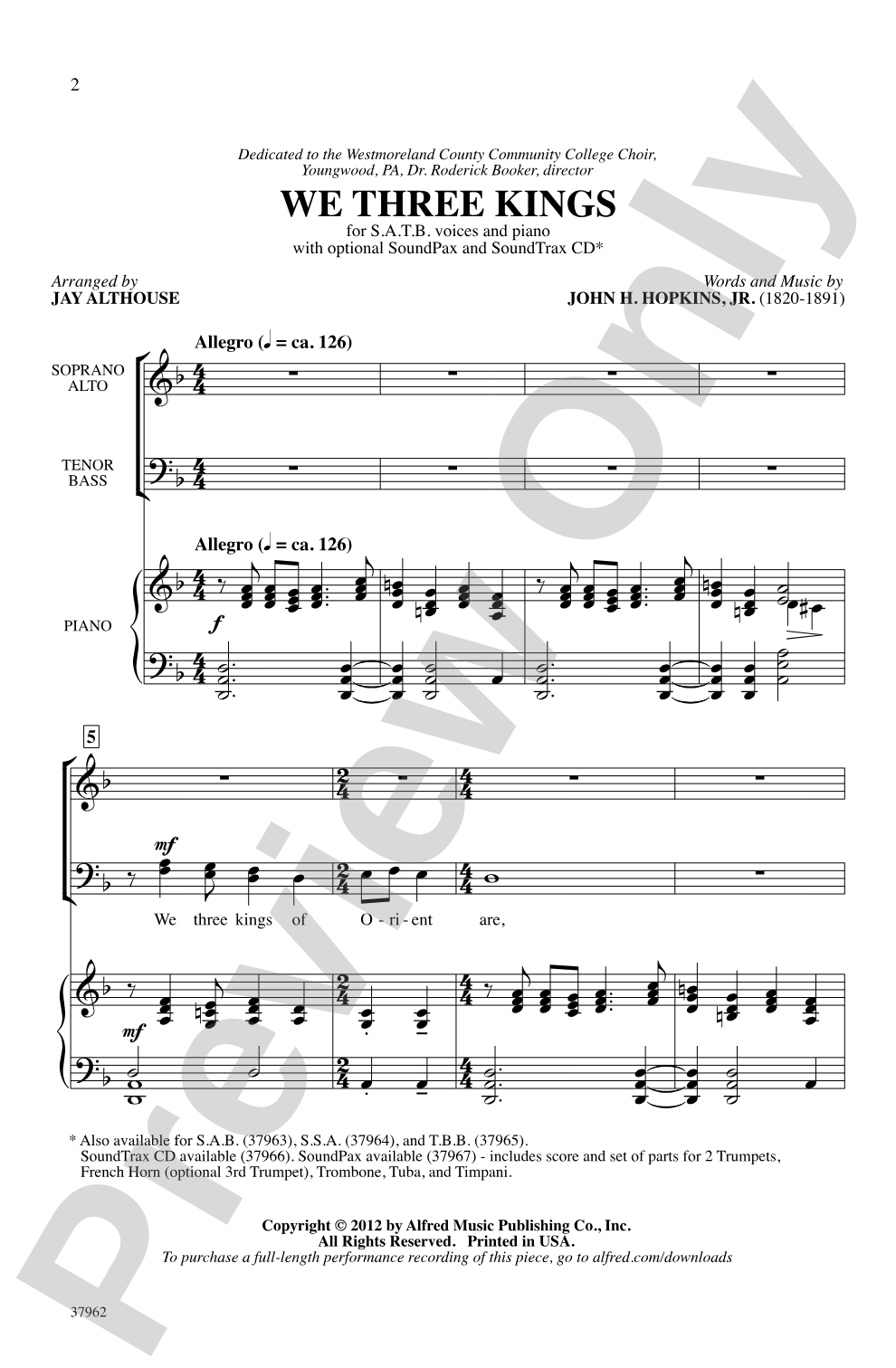 We Three Kings: SATB Choral Octavo