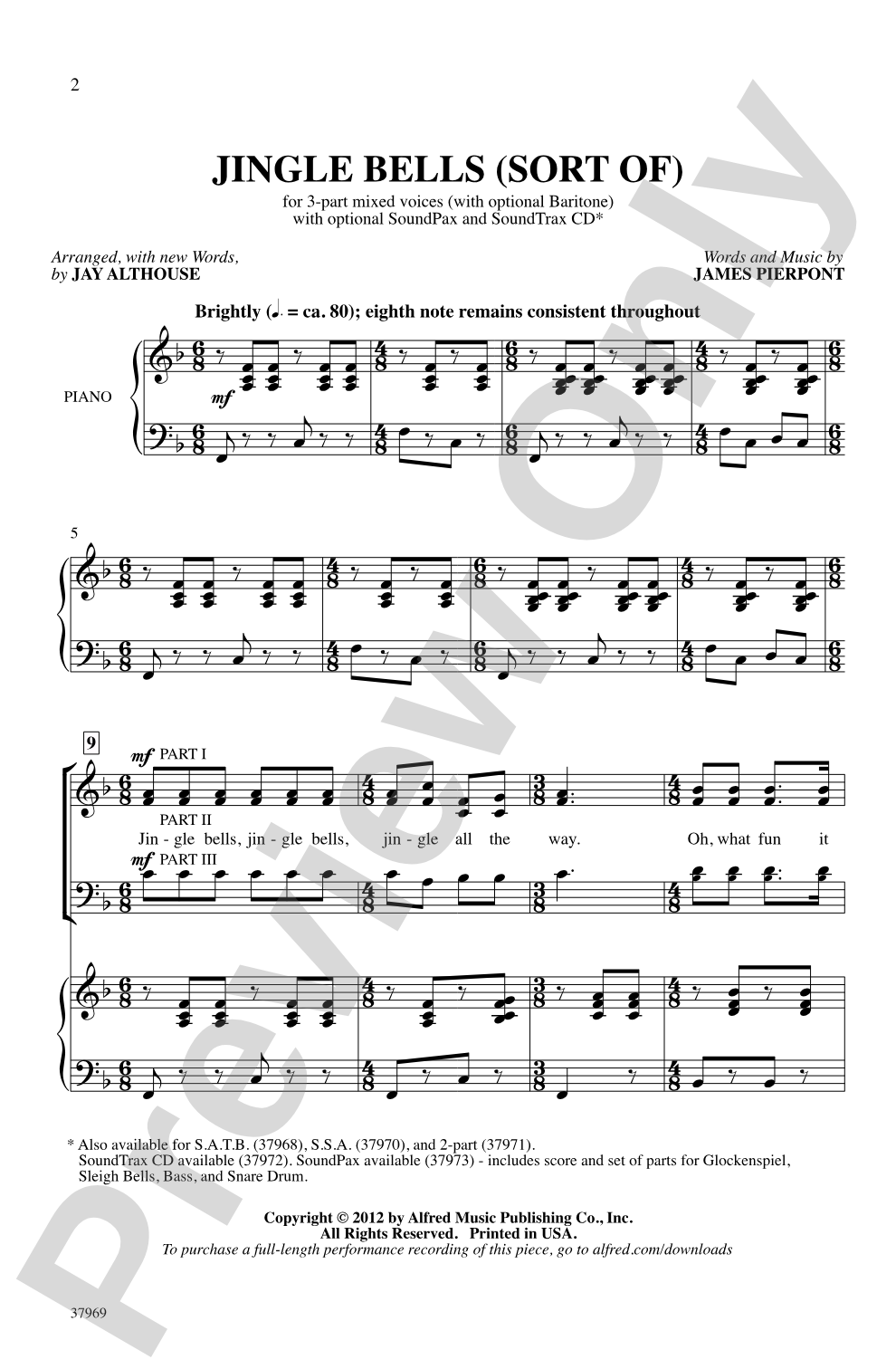 Jingle Bells (Sort Of): 3-Part Mixed (with Opt. Baritone) Choral Octavo