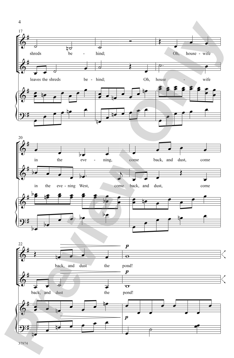 Evening: SSAA Choral Octavo