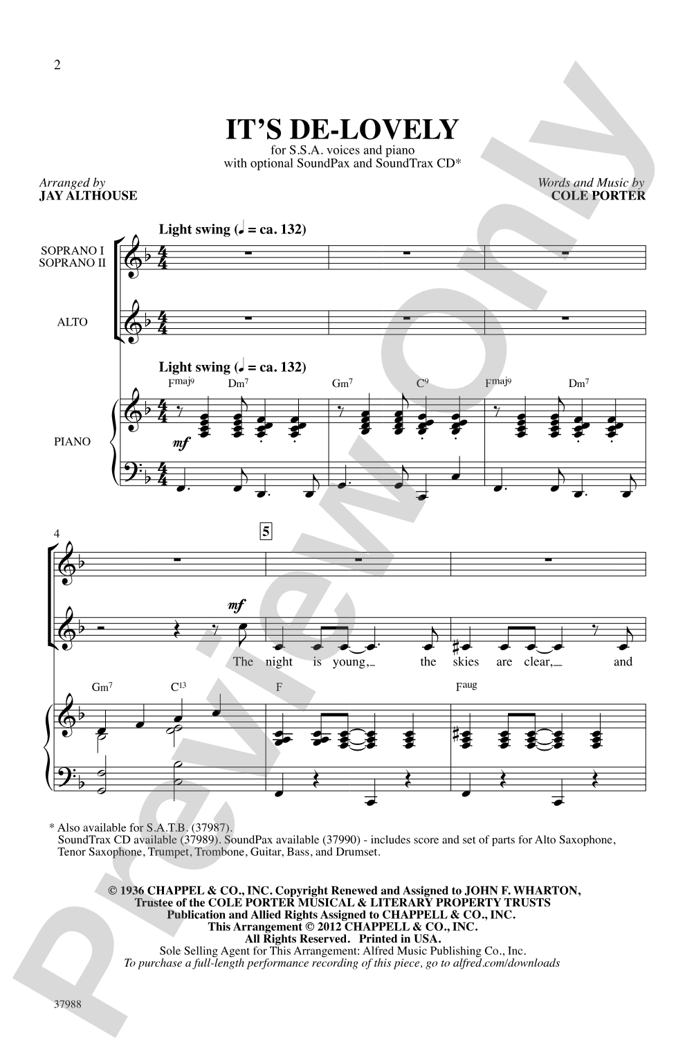 It's De-Lovely: SSA Choral Octavo