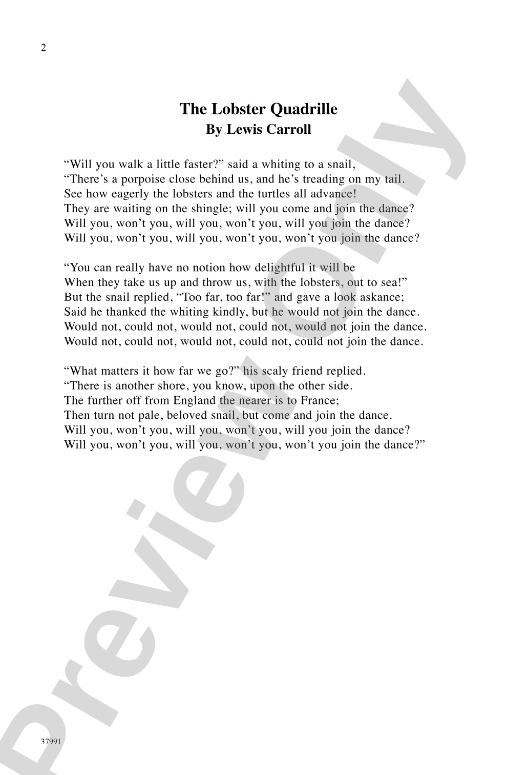 The Lobster Quadrille: SSAA Choral Octavo