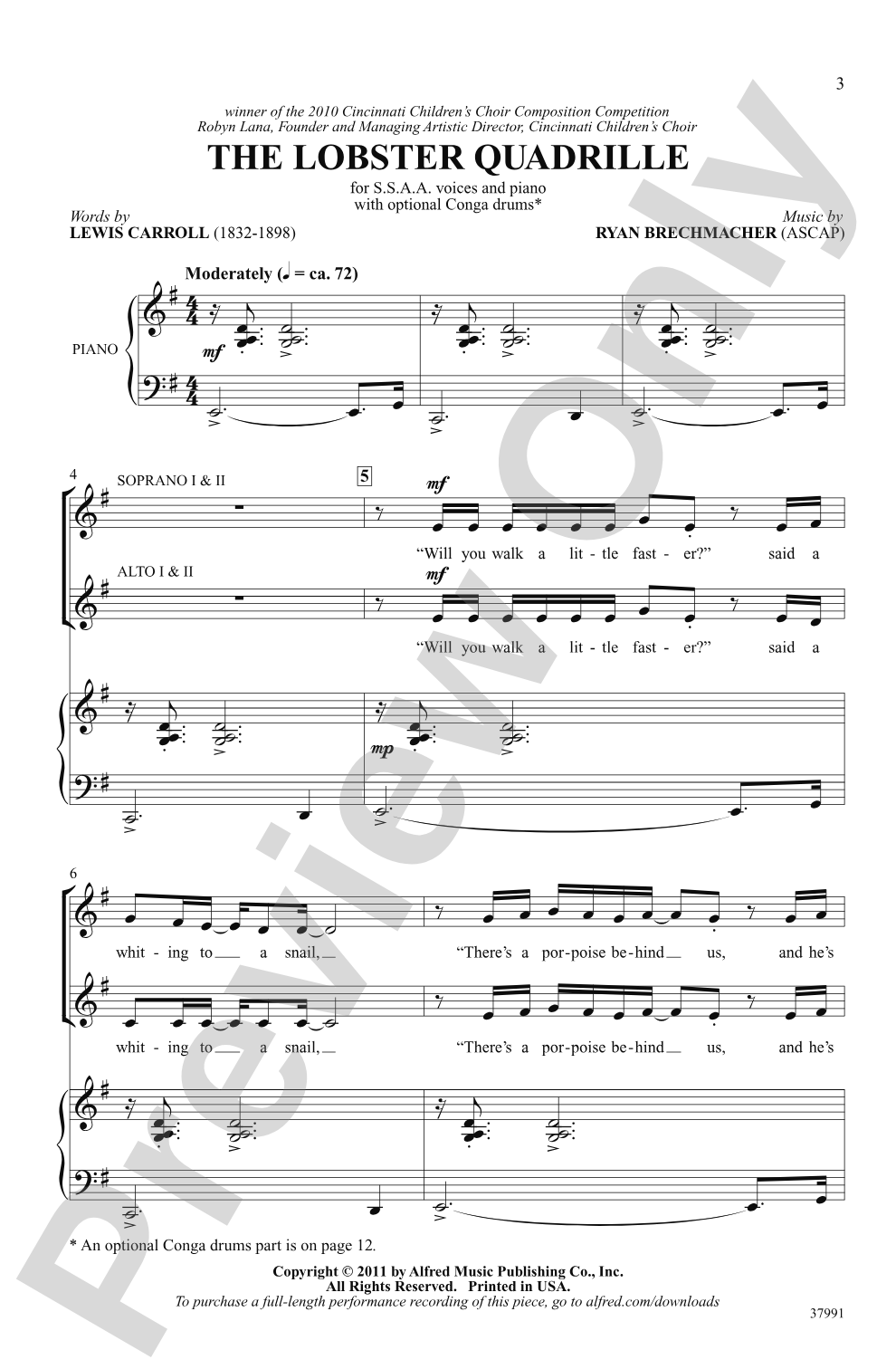 The Lobster Quadrille: SSAA Choral Octavo