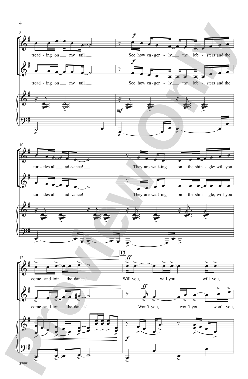 The Lobster Quadrille: SSAA Choral Octavo
