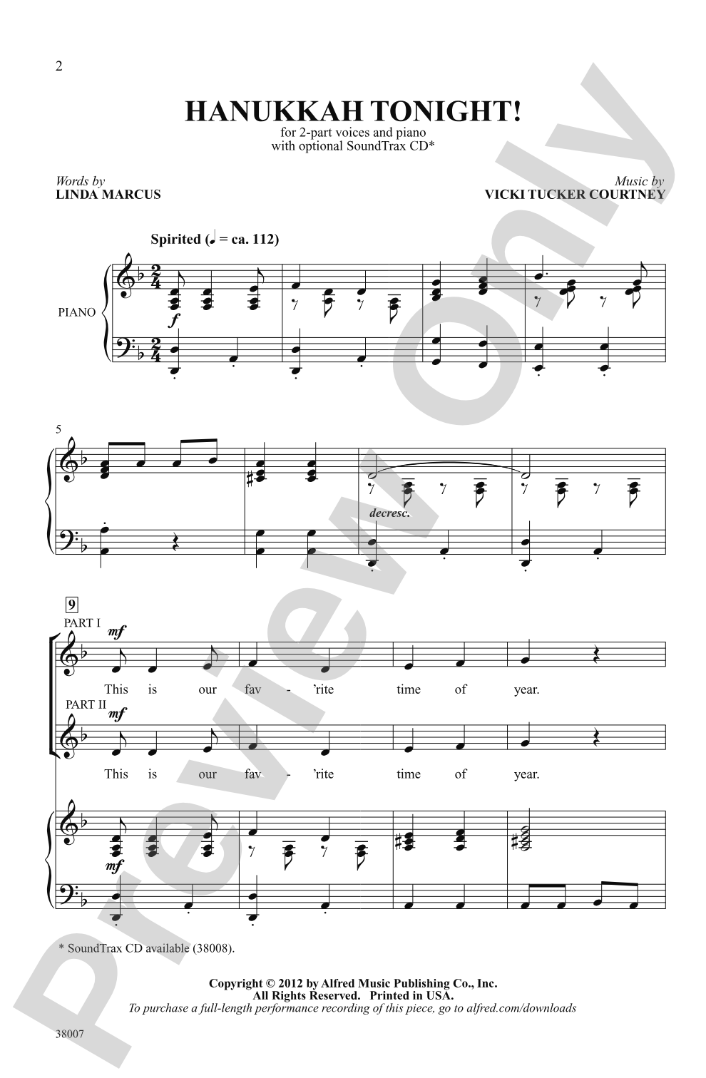 Hanukkah Tonight!: 2-Part Choral Octavo