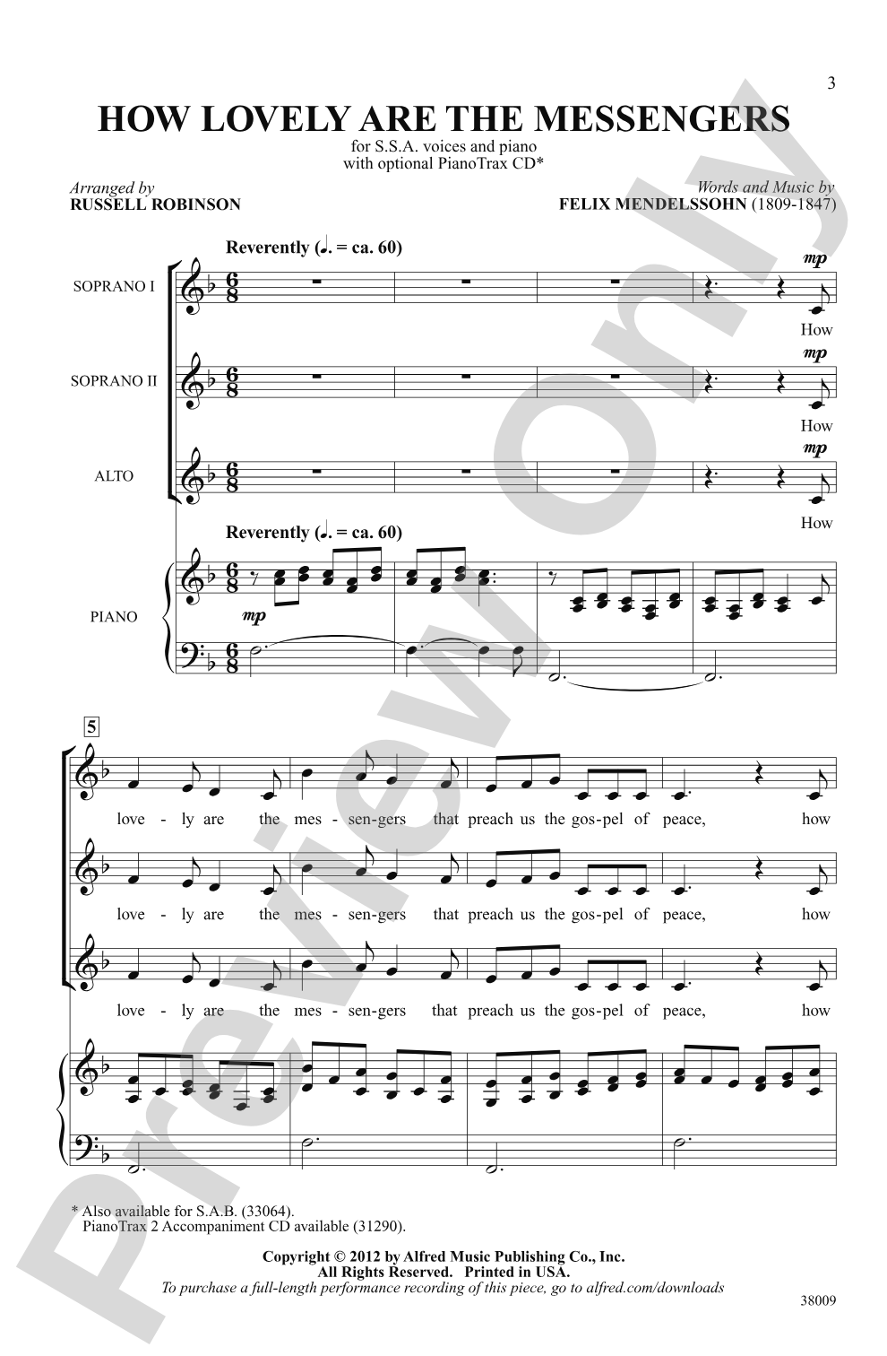 How Lovely Are the Messengers: SSA Choral Octavo