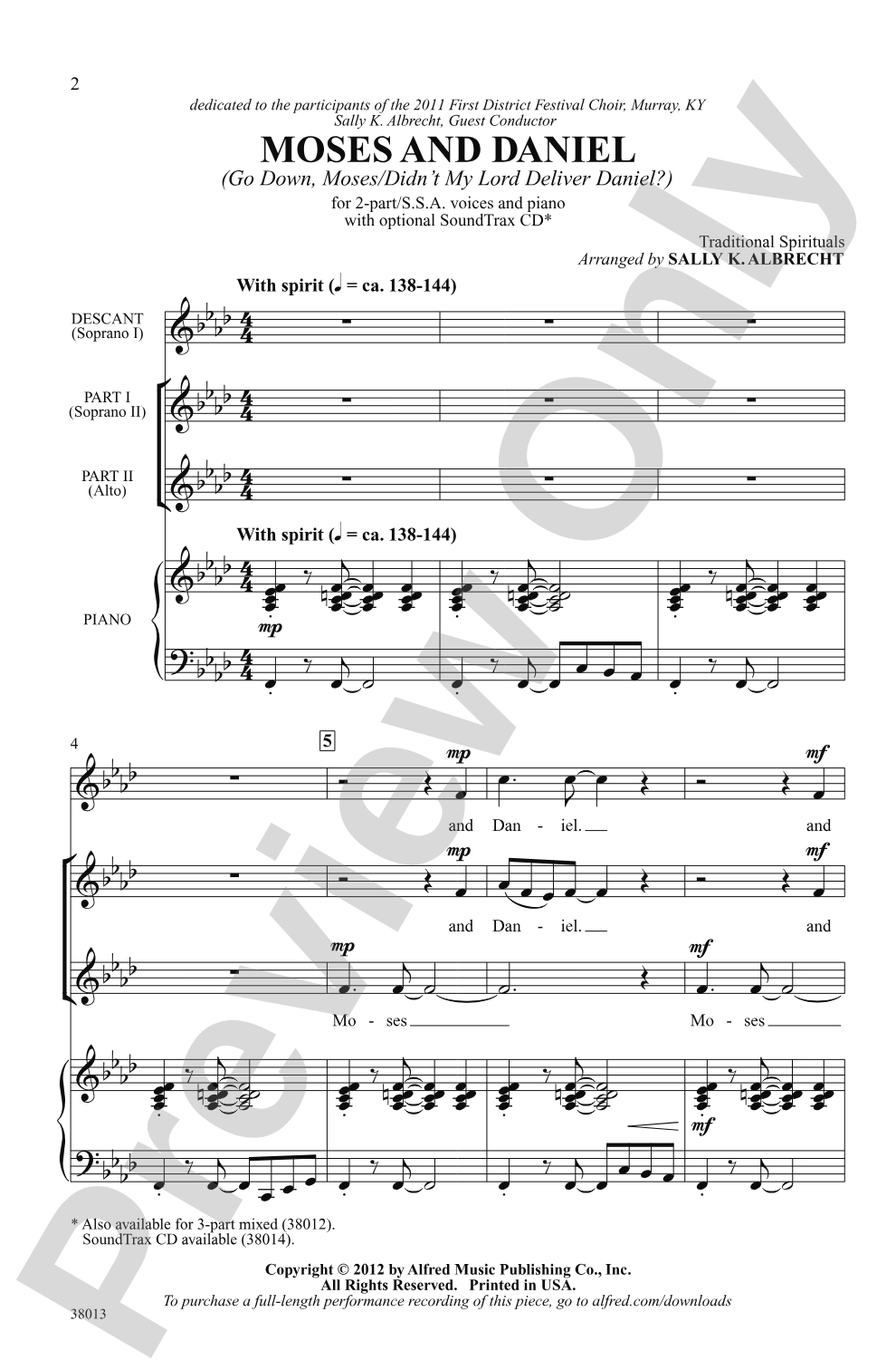 Moses and Daniel: 2-Part / SSA Choral Octavo