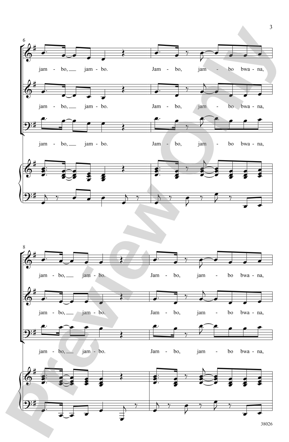 Jambo Bwana: 3-Part Mixed Choral Octavo