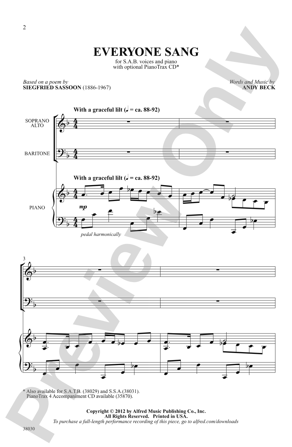 Everyone Sang: SAB Choral Octavo