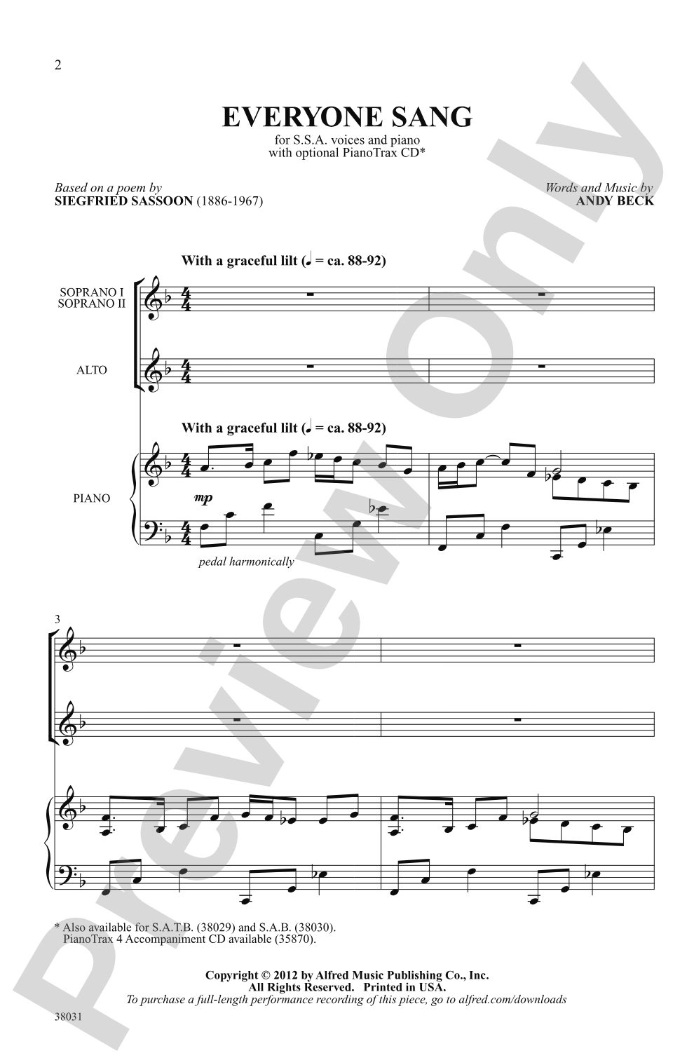 Everyone Sang: SSA Choral Octavo