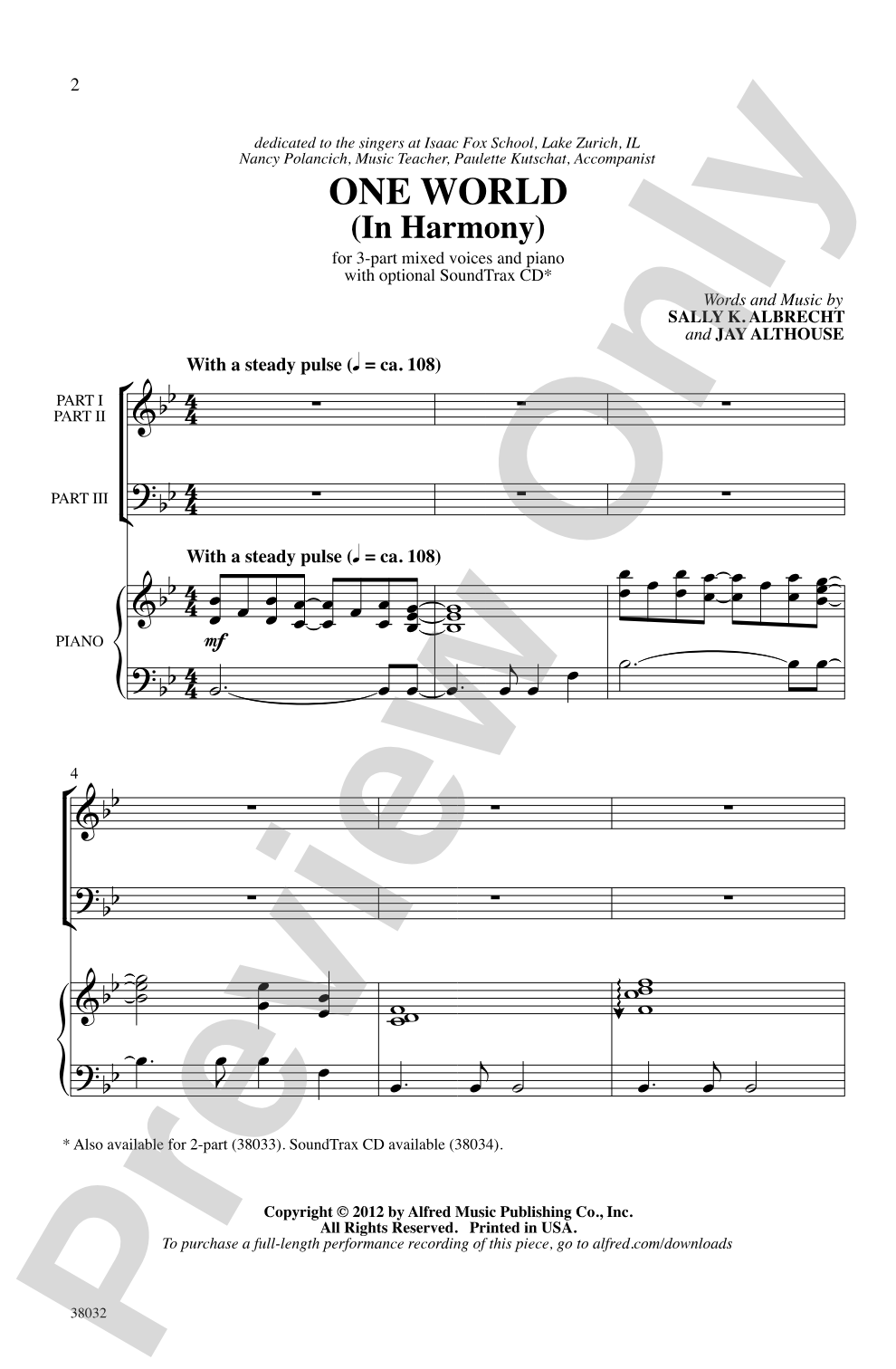 One World: 3-Part Mixed Choral Octavo