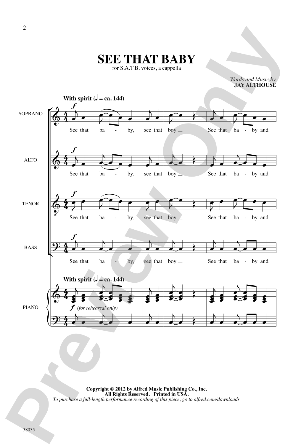 See That Baby: SATB <i>a cappella</i> Choral Octavo