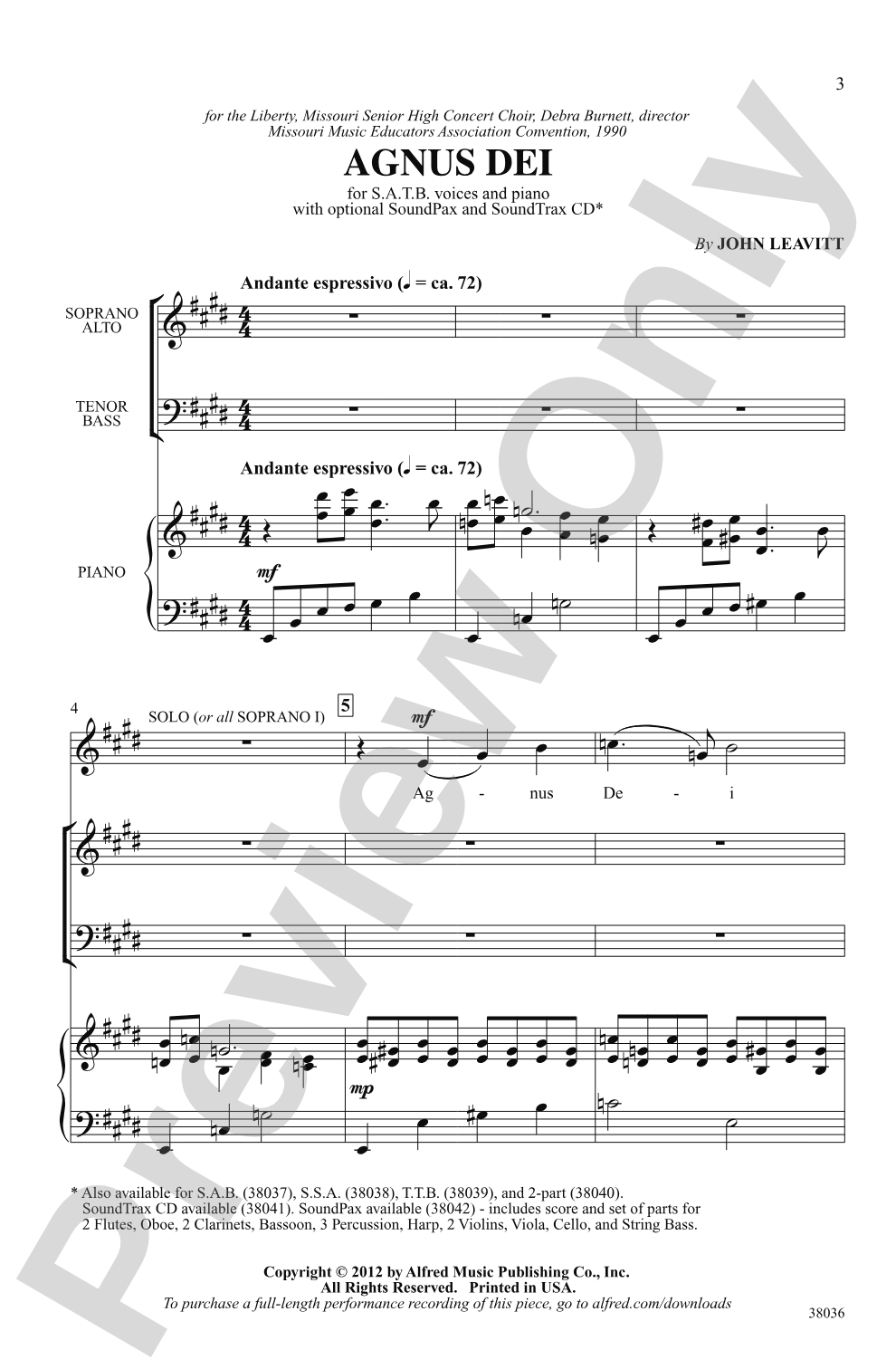 Agnus Dei: SATB Choral Octavo
