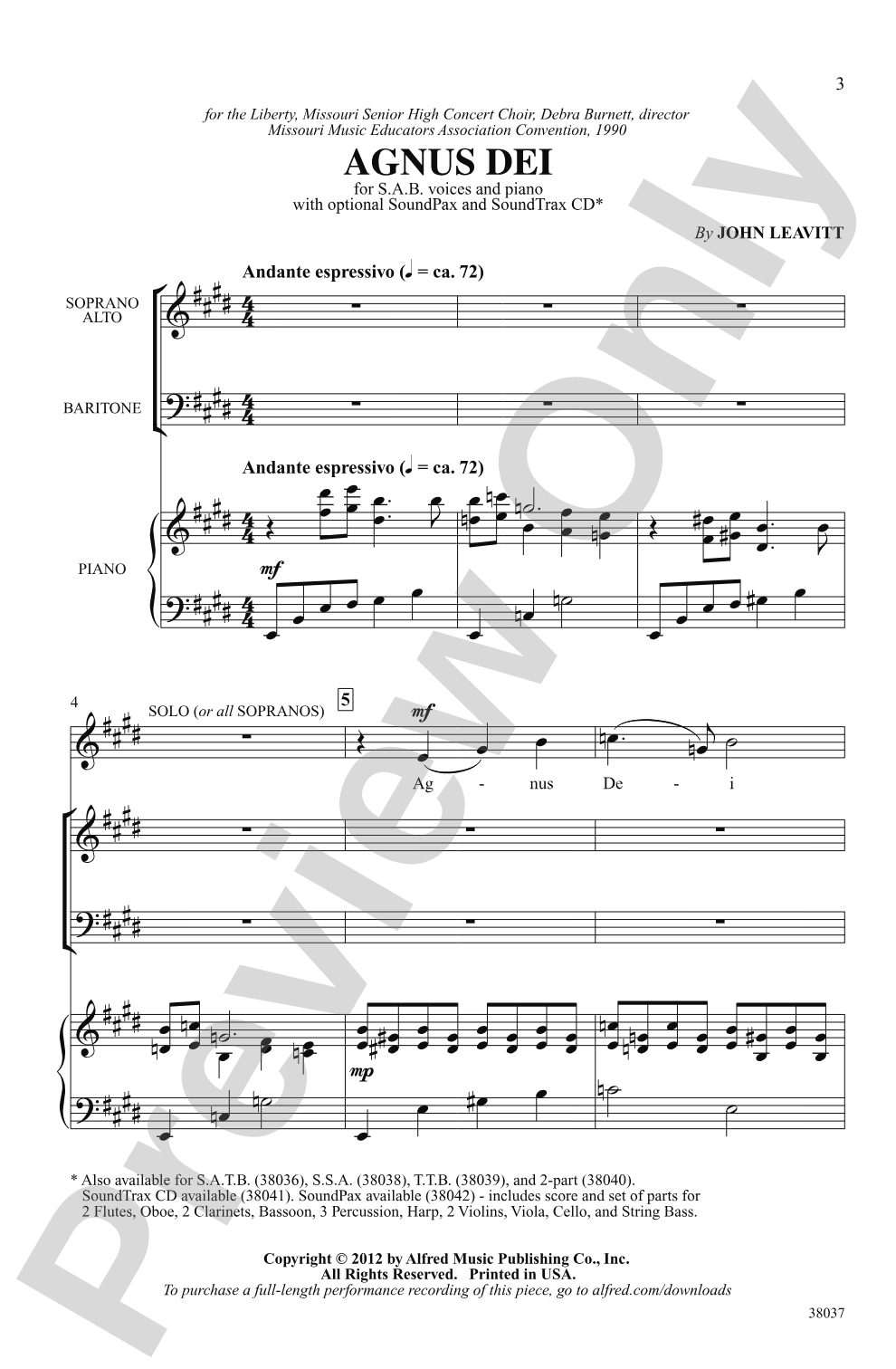 Agnus Dei: SAB Choral Octavo