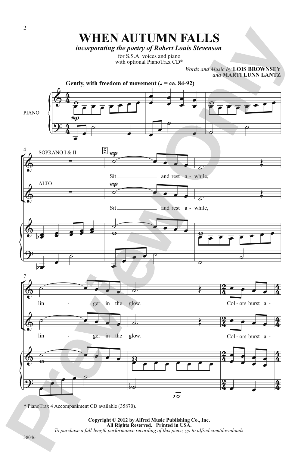 When Autumn Falls: SSA Choral Octavo