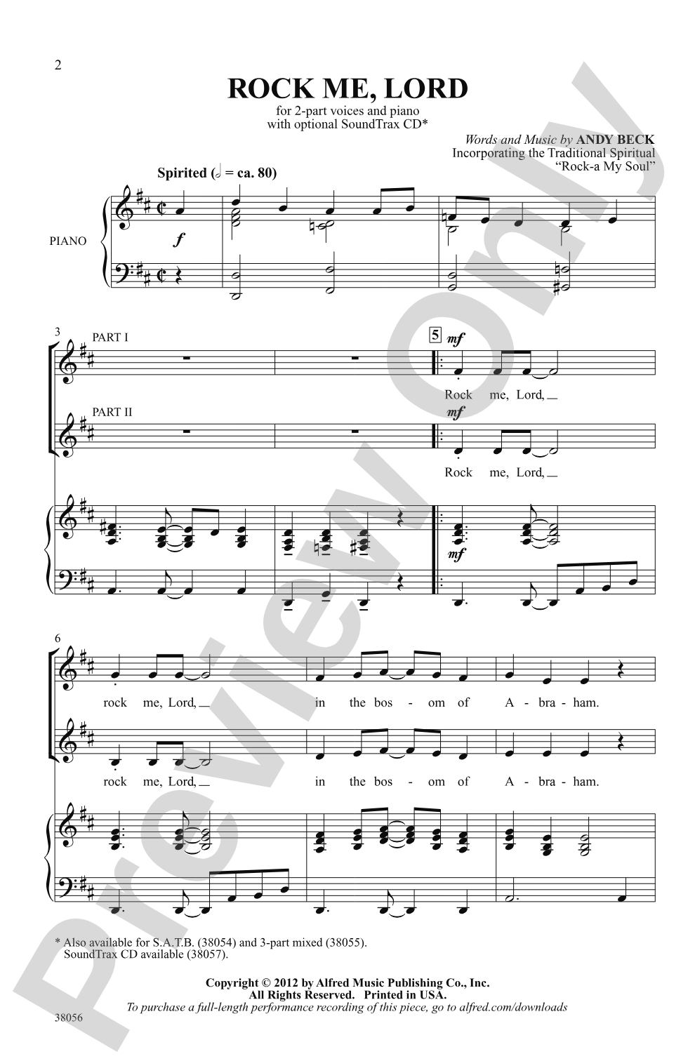 Rock Me, Lord: 2-Part Choral Octavo