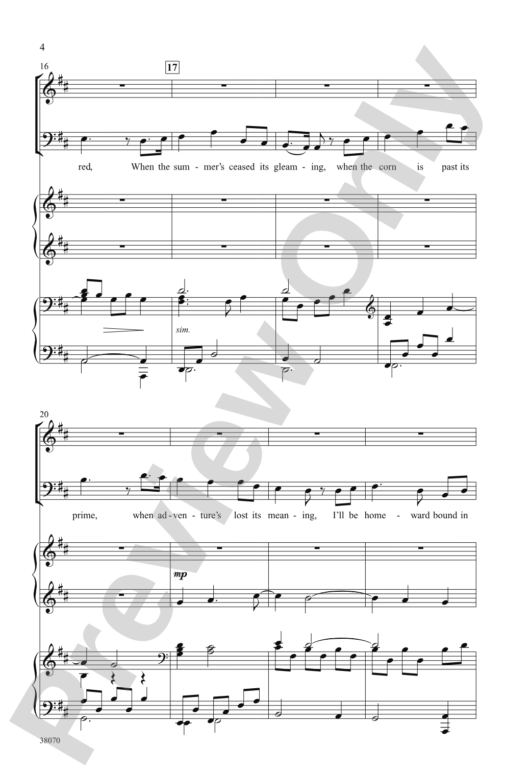 Homeward Bound: SATB divisi Choral Octavo