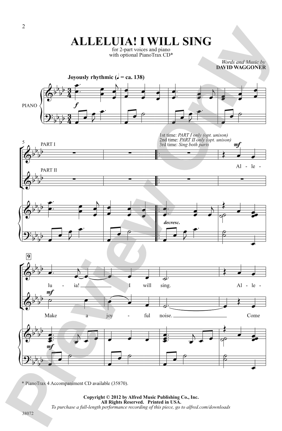 Alleluia! I Will Sing: 2-Part Choral Octavo