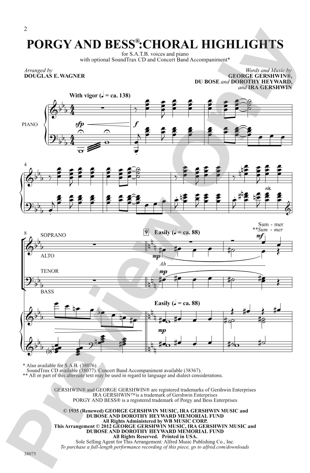 Porgy and Bess®: Choral Highlights: SATB Choral Octavo