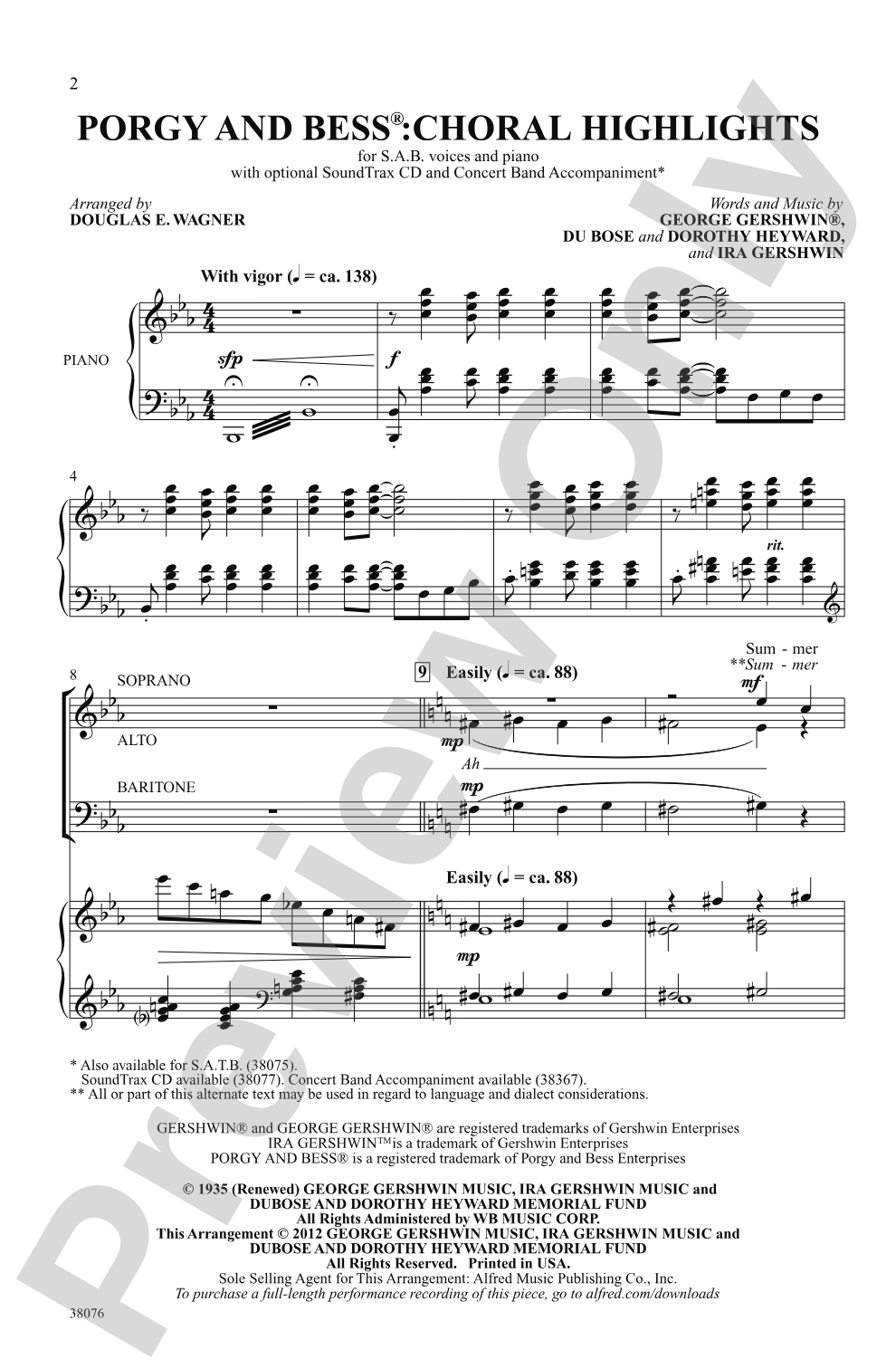 Porgy and Bess®: Choral Highlights: SAB Choral Octavo