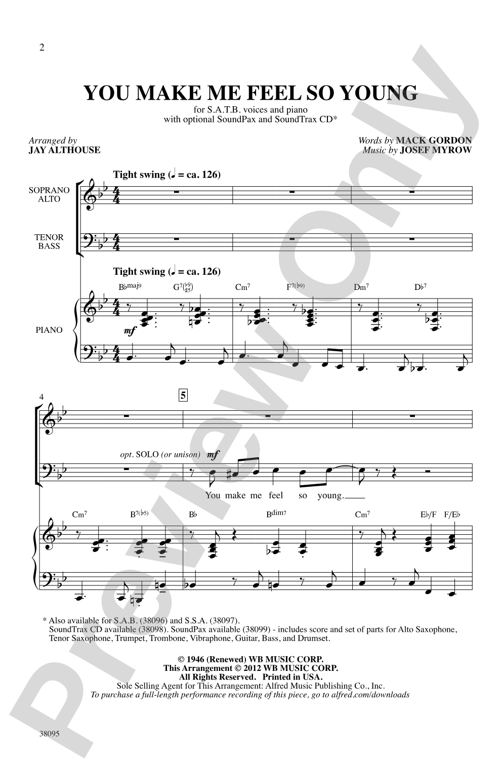 You Make Me Feel So Young: SATB Choral Octavo