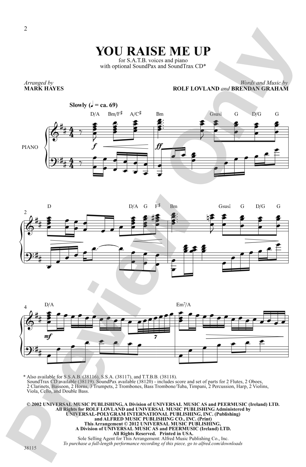 You Raise Me Up: SATB Choral Octavo