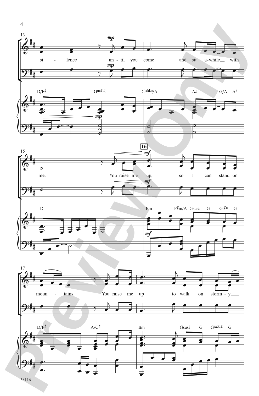 You Raise Me Up: SAB Choral Octavo