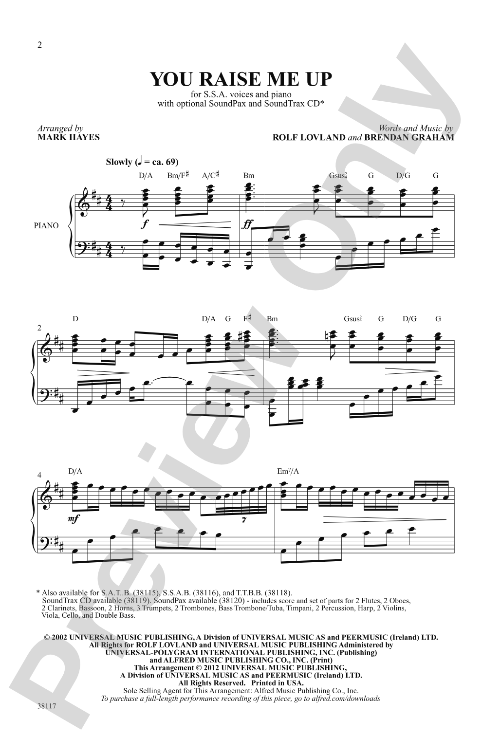 You Raise Me Up: SSA Choral Octavo