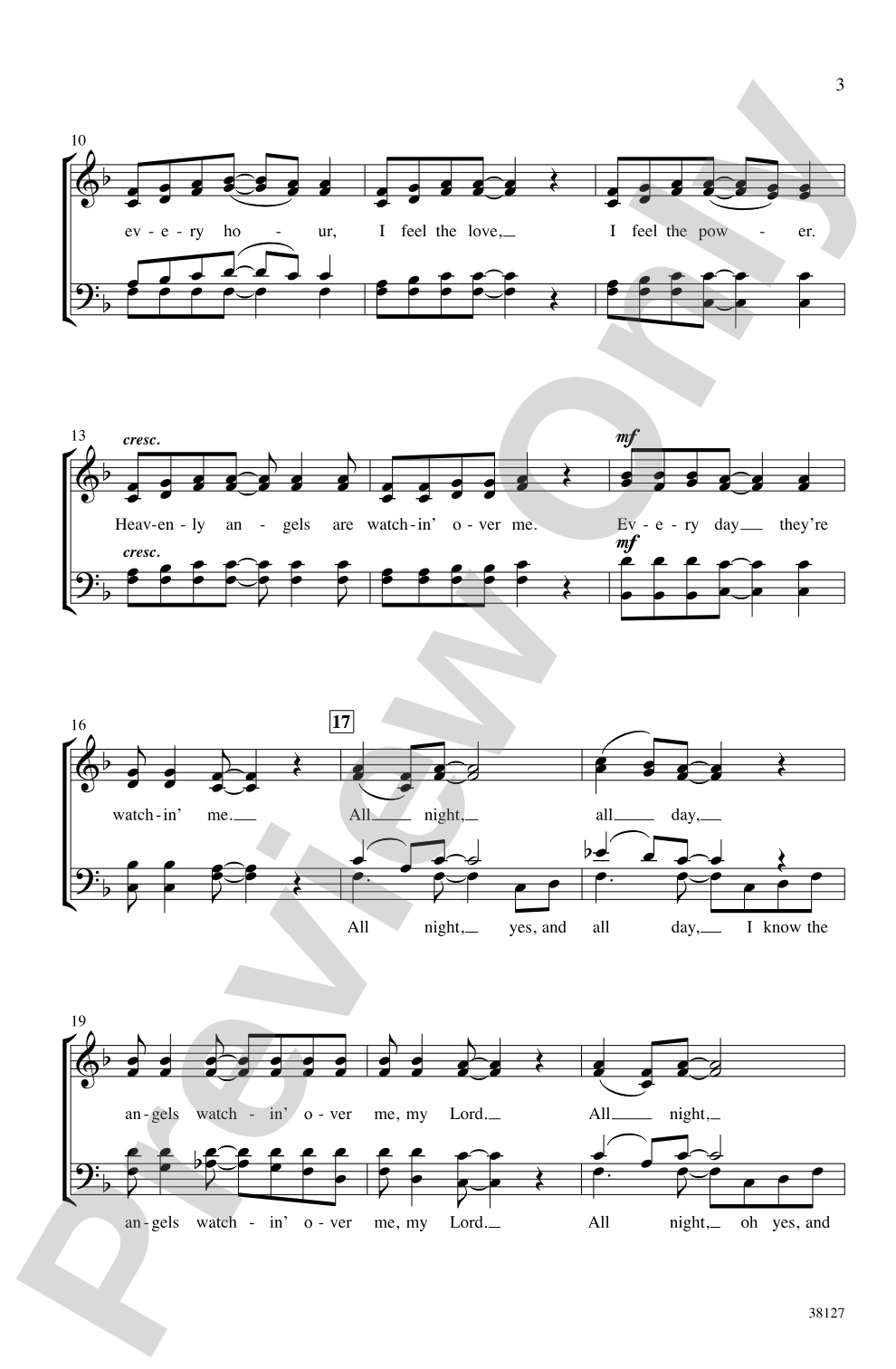Watchin' Over Me: SSATB, <i>a cappella</i> Choral Octavo