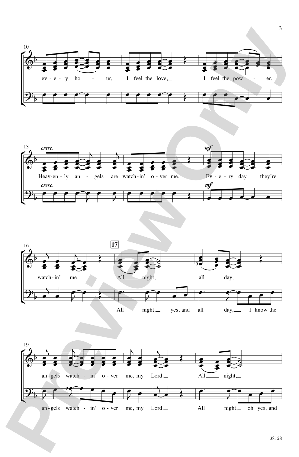 Watchin' Over Me: SSAB, <i>a cappella</i> Choral Octavo