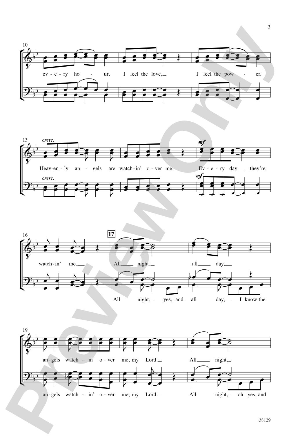 Watchin' Over Me: TTBB, <i>a cappella</i> Choral Octavo