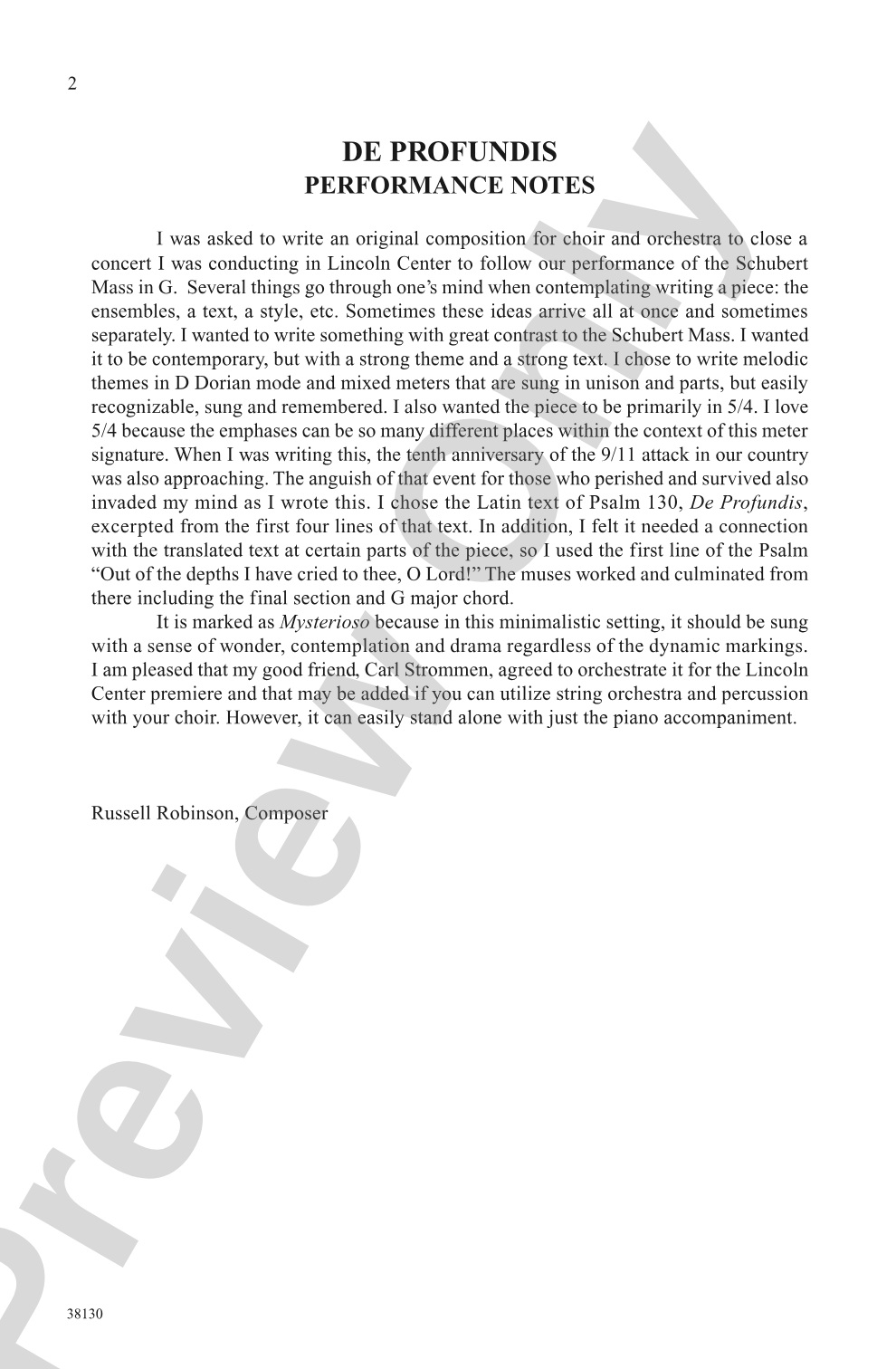De Profundis: SATB Choral Octavo