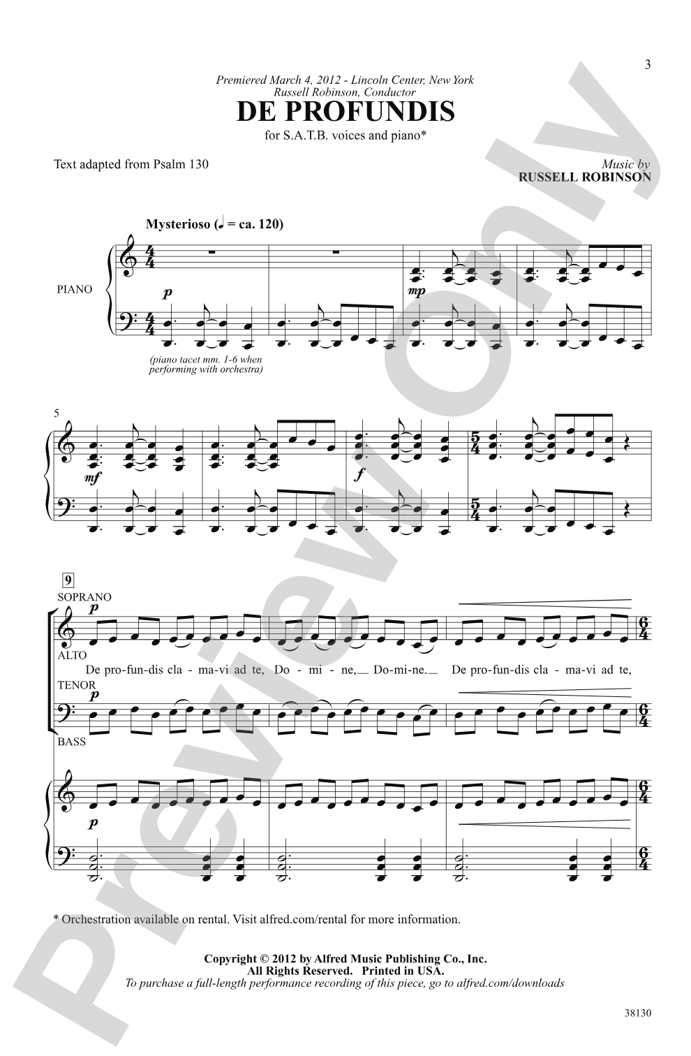 De Profundis: SATB Choral Octavo