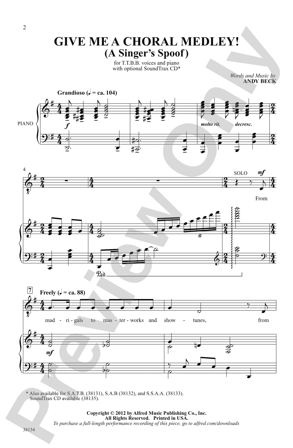 Give Me a Choral Medley!: TTBB Choral Octavo