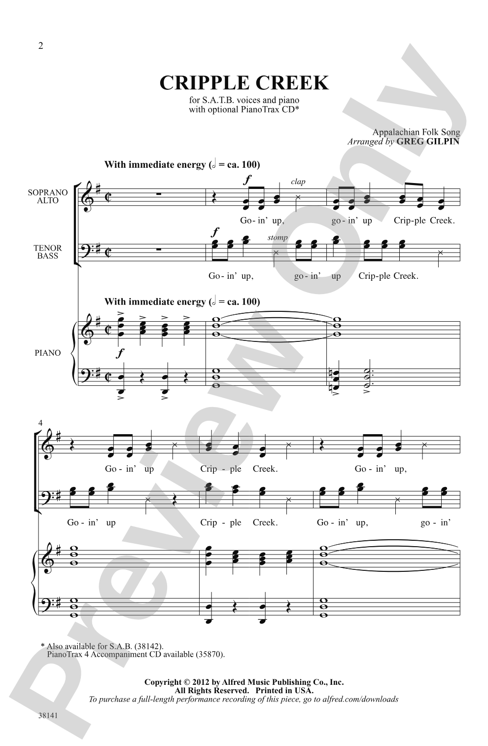 Cripple Creek: SATB Choral Octavo