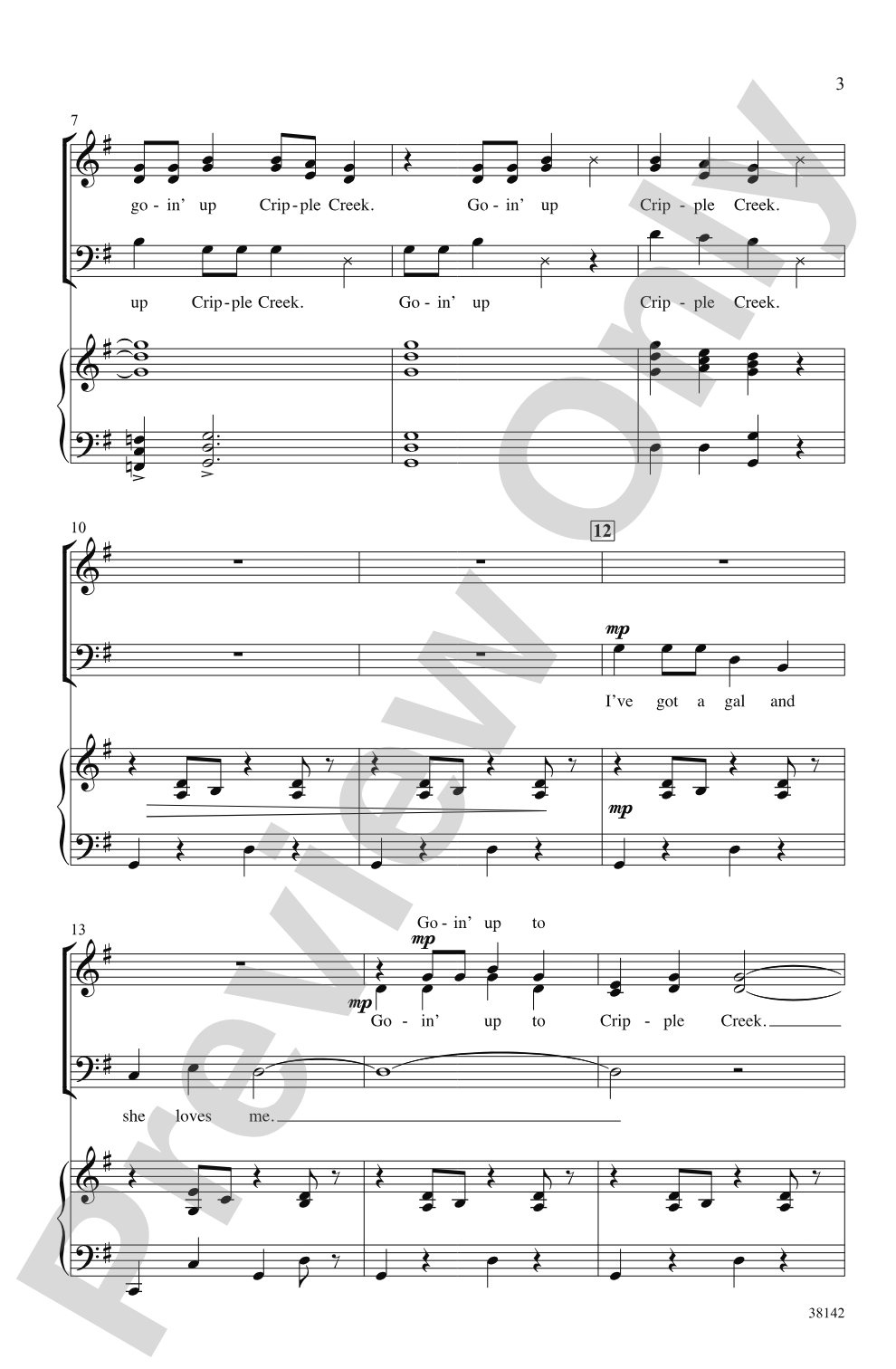 Cripple Creek: SAB Choral Octavo