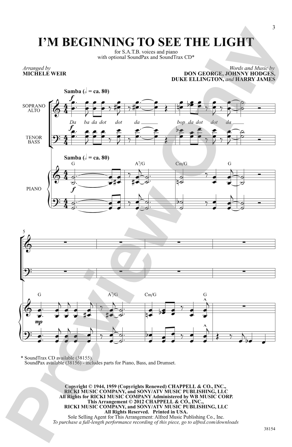 I'm Beginning to See the Light: SATB Choral Octavo