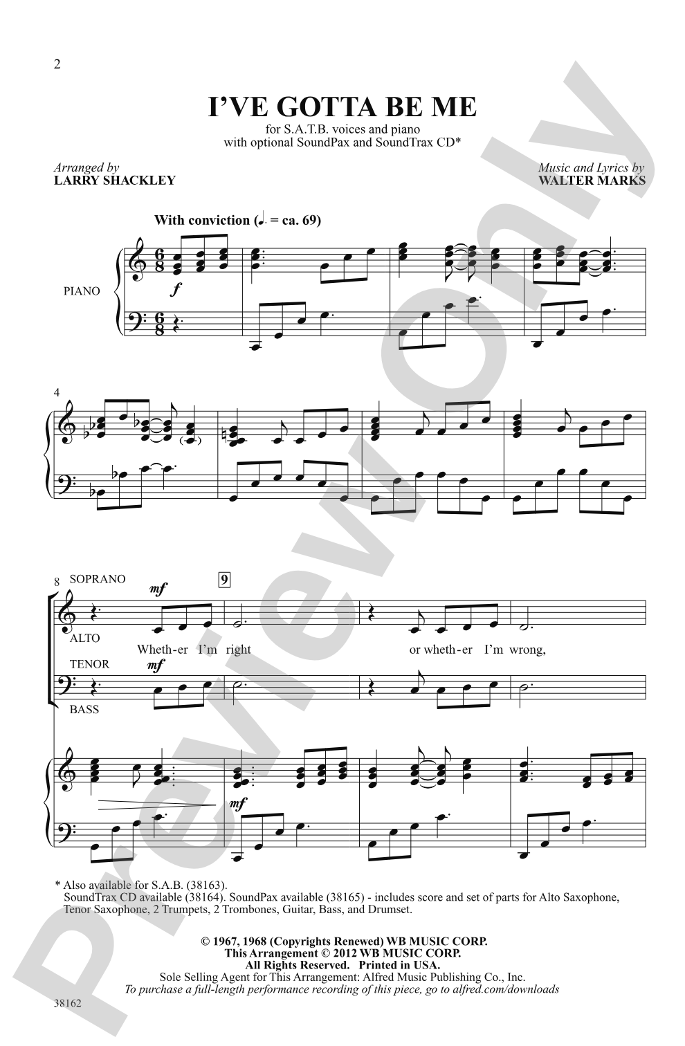 I've Gotta Be Me: SATB Choral Octavo