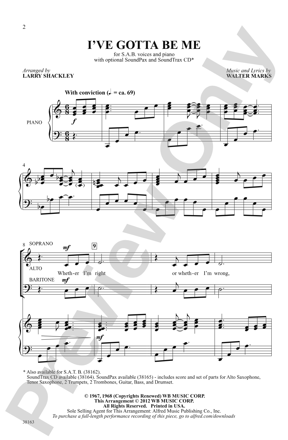 I've Gotta Be Me: SAB Choral Octavo