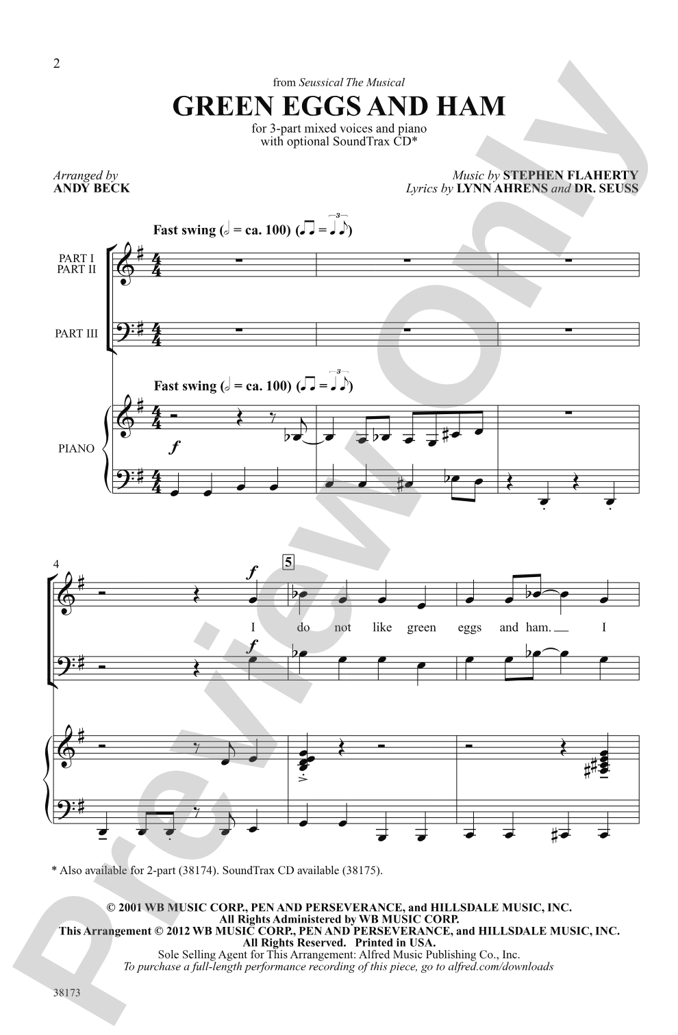 Green Eggs and Ham (from <i>Seussical the Musical</i>): 3-Part Mixed Choral Octavo