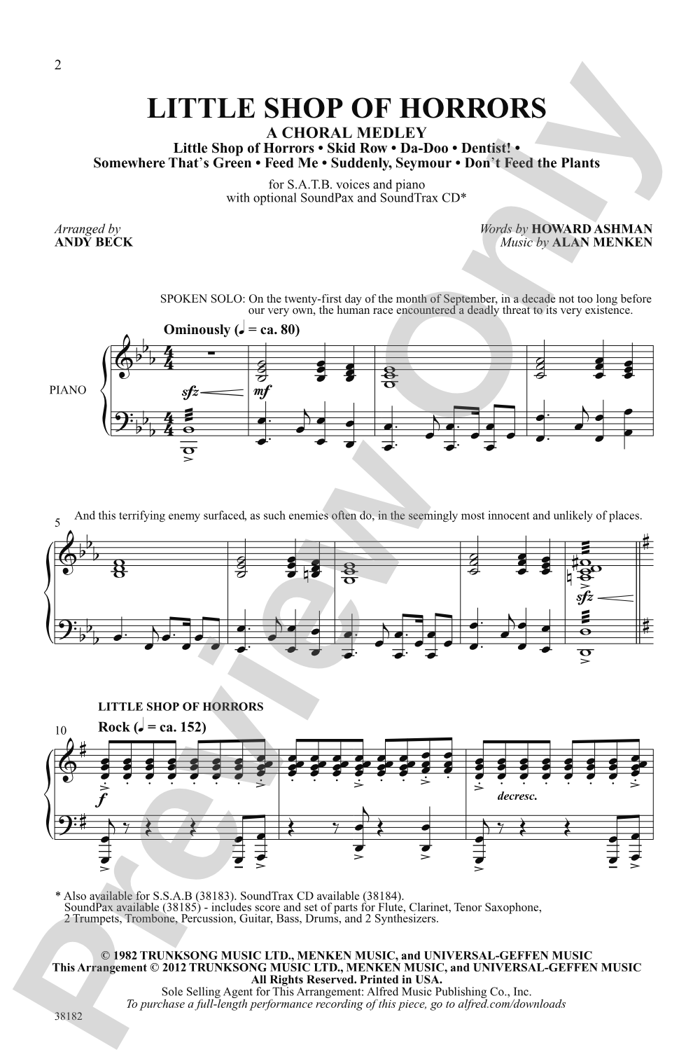 Little Shop of Horrors: A Choral Medley: SATB Choral Octavo