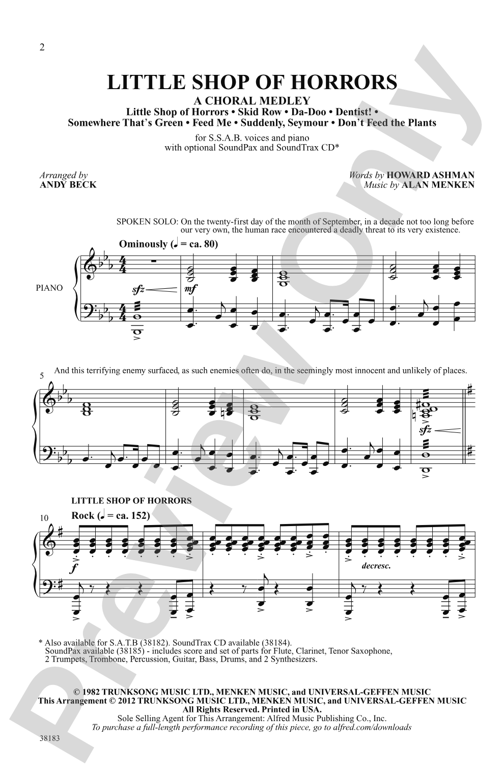 Little Shop of Horrors: A Choral Medley: SAB Choral Octavo