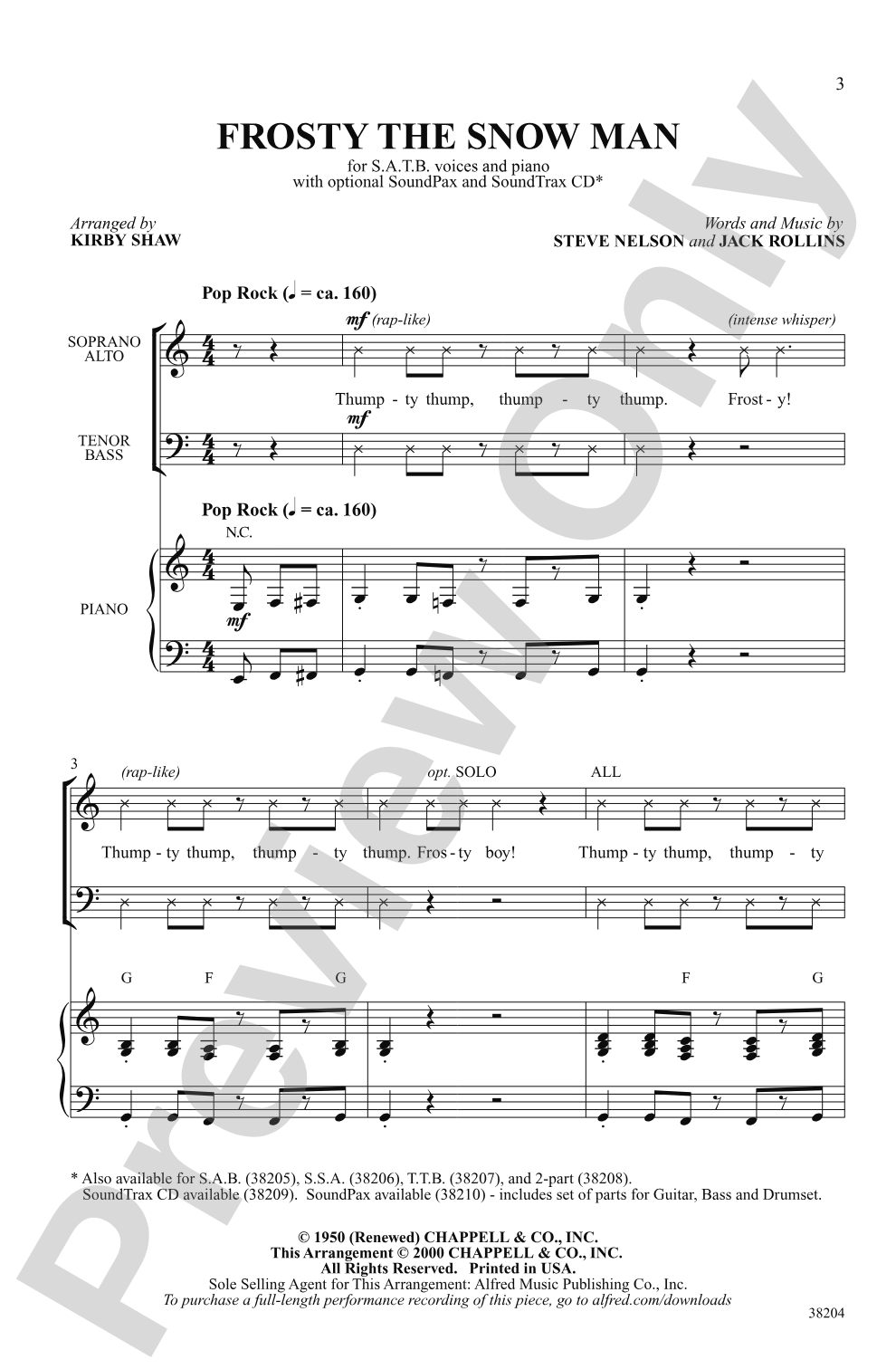 Frosty the Snowman: SATB Choral Octavo