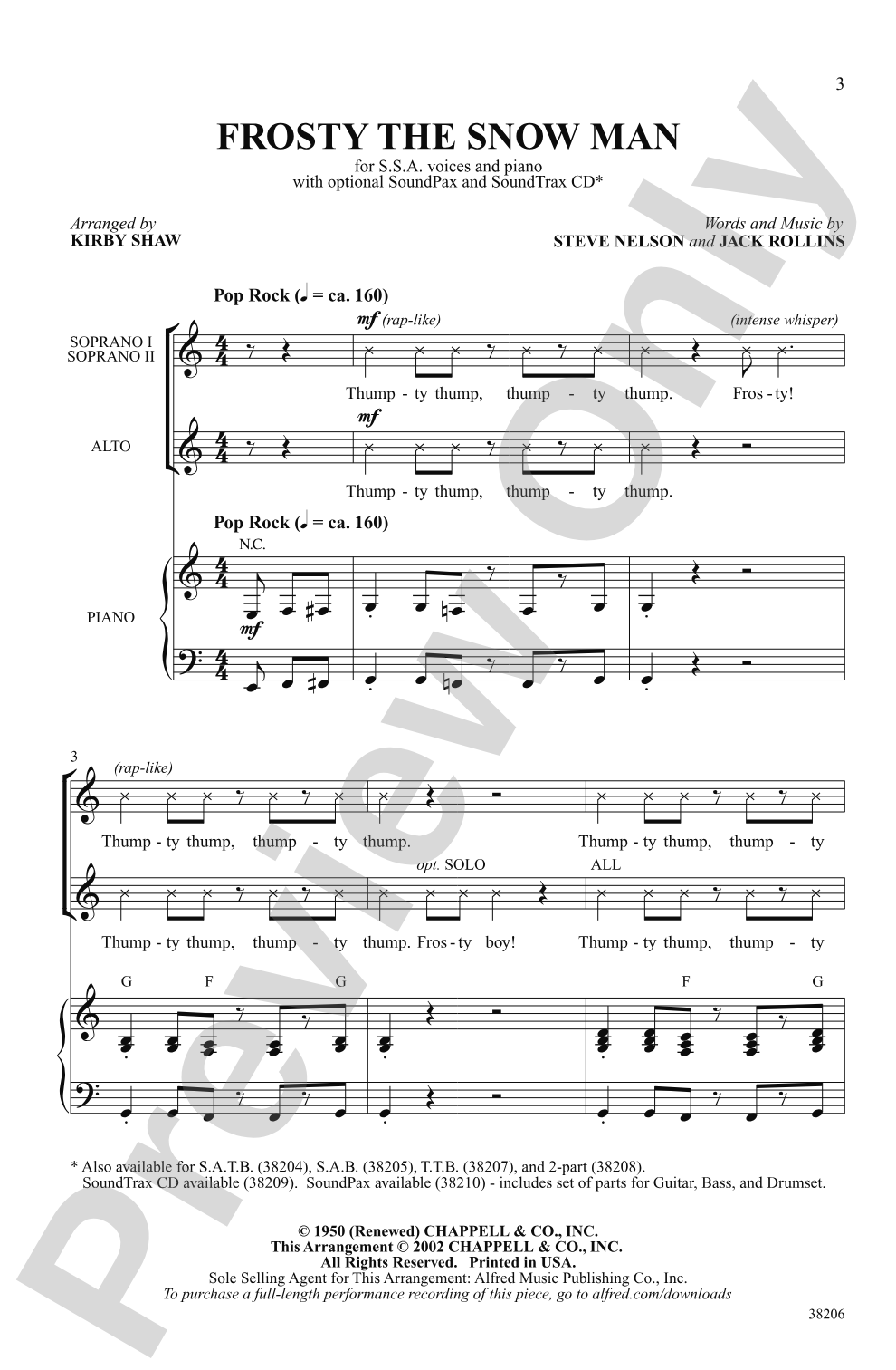 Frosty the Snowman: SSA Choral Octavo