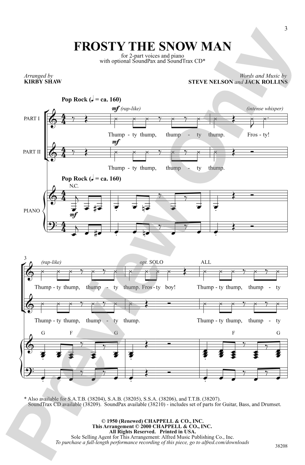 Frosty the Snowman: 2-Part Choral Octavo