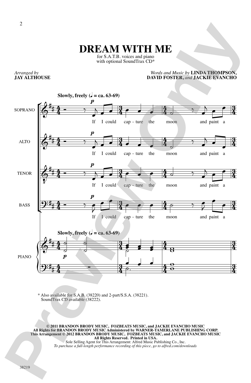 Dream with Me: SATB Choral Octavo
