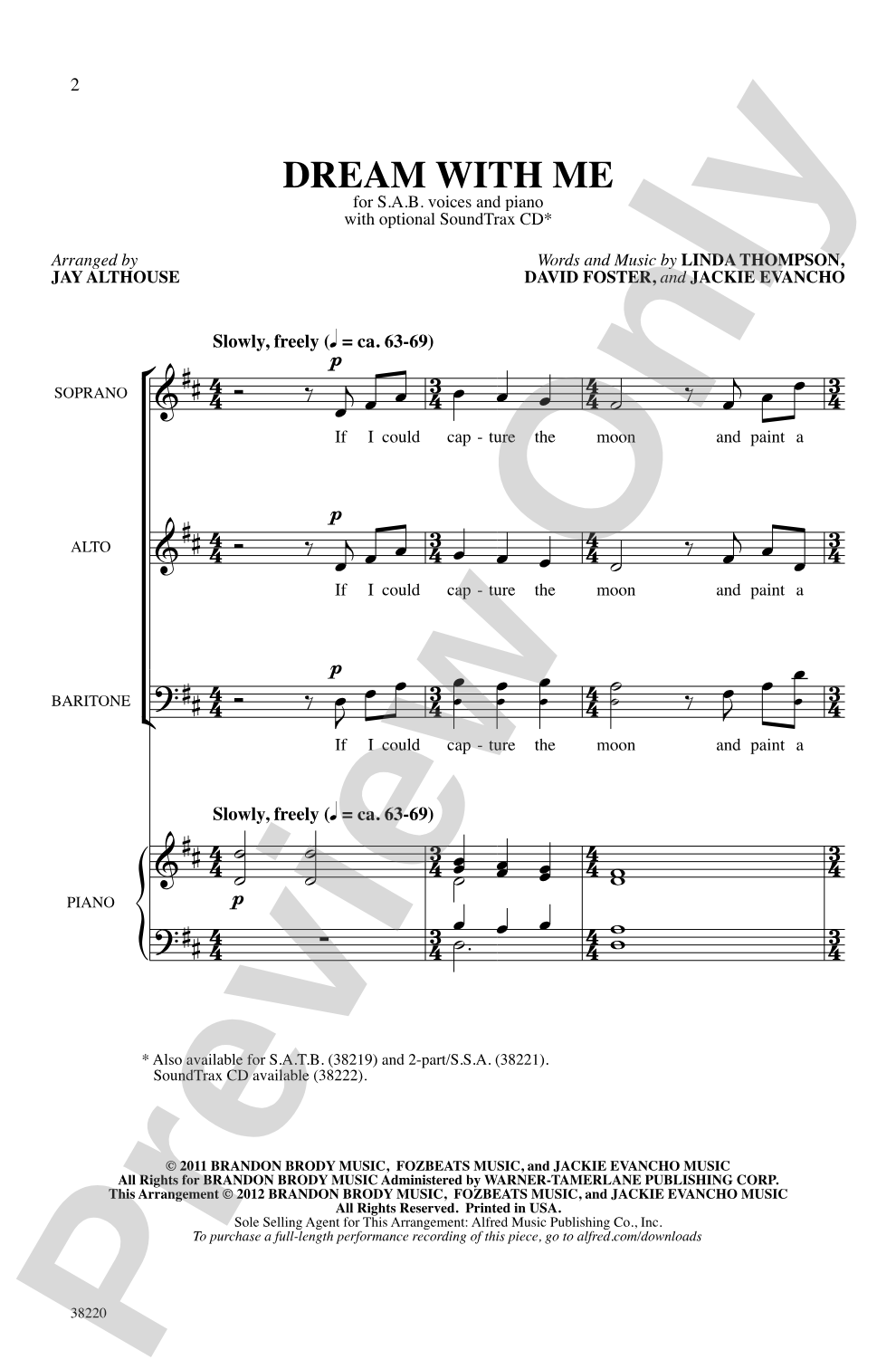 Dream with Me: SAB Choral Octavo