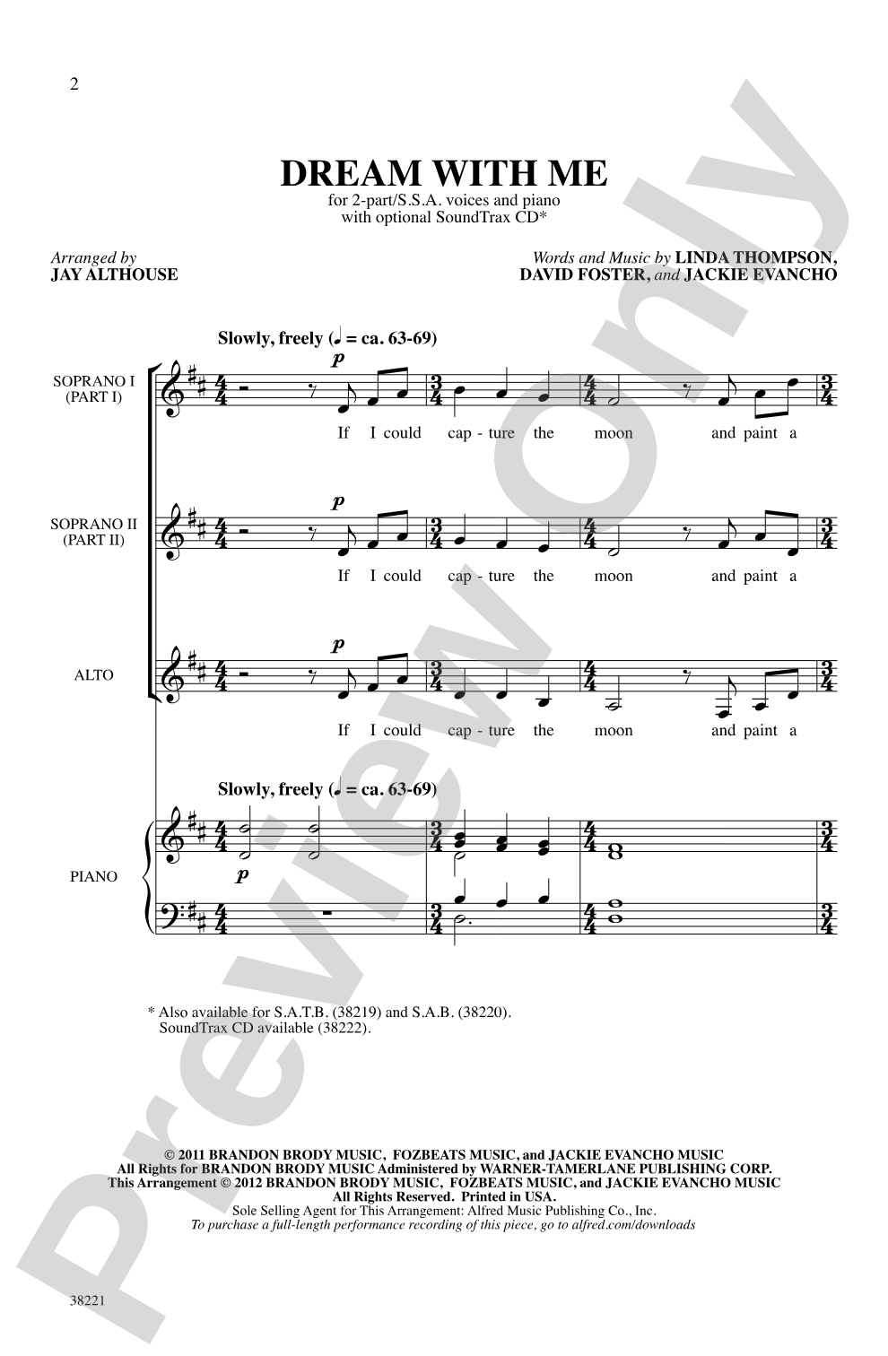Dream with Me: 2-Part / SSA Choral Octavo