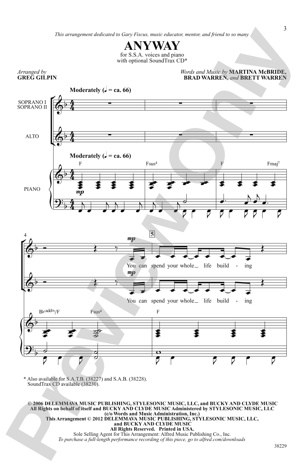 Anyway: SSA Choral Octavo